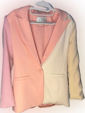 🌸 Endless Rose Pastel OverSized Colorblock Blazer | Pink & Cream | Size S 🌸